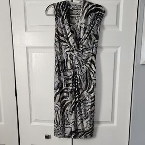 Chic Monochrome Patterned Midi Dress